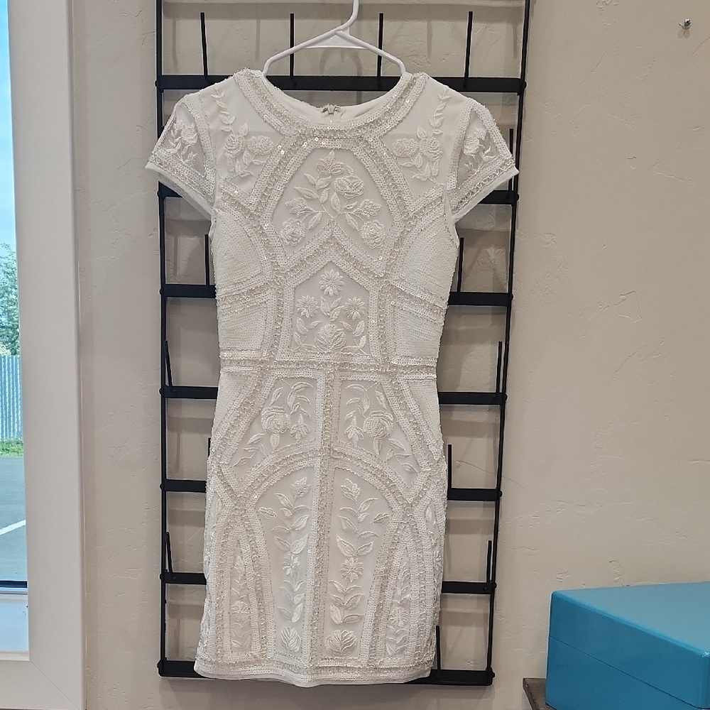 Lulus Elegant White Embroidered Dress Spring Wedding Size XS
